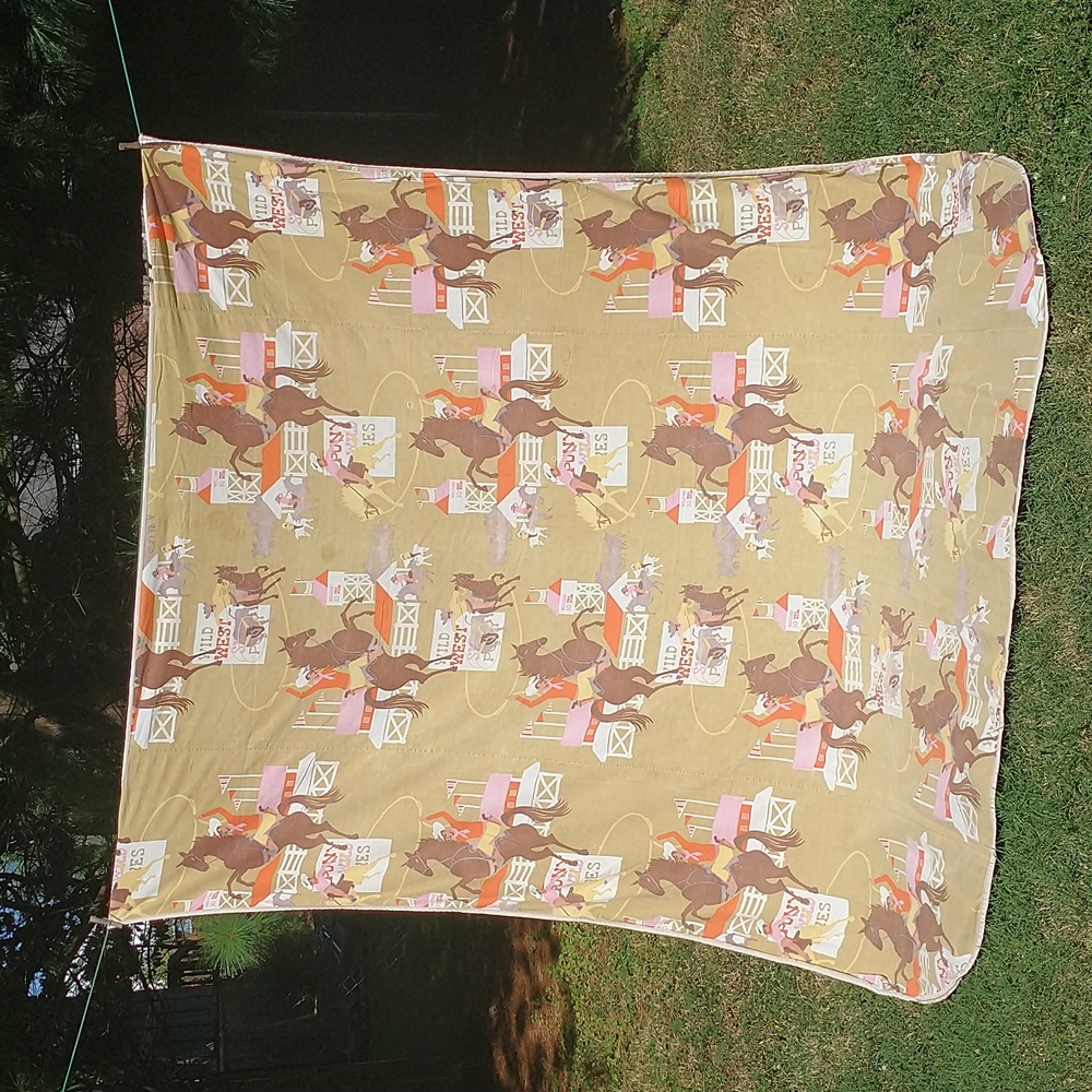 Mid Century Buckin' Bronco Twin Coverlet